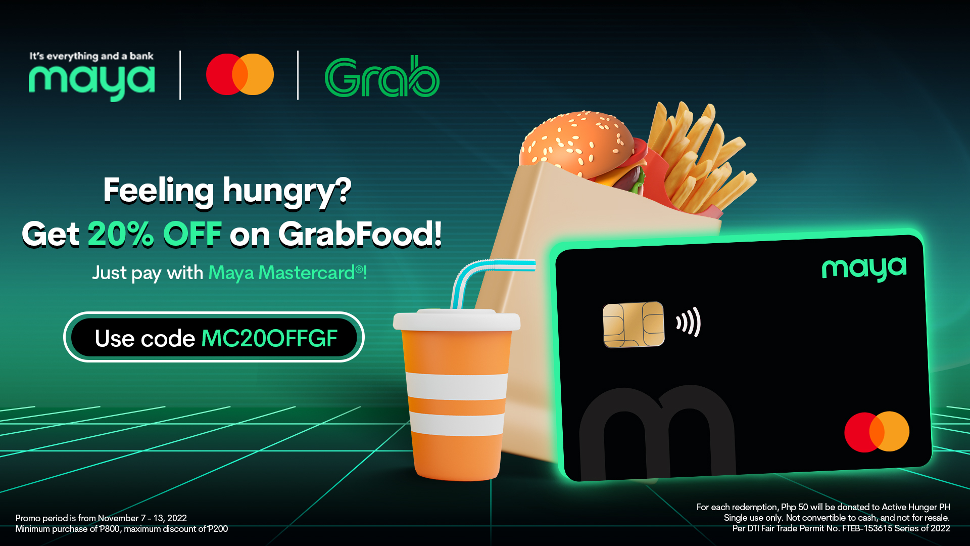 Enjoy 20 OFF on GrabFood with your Maya Mastercard®